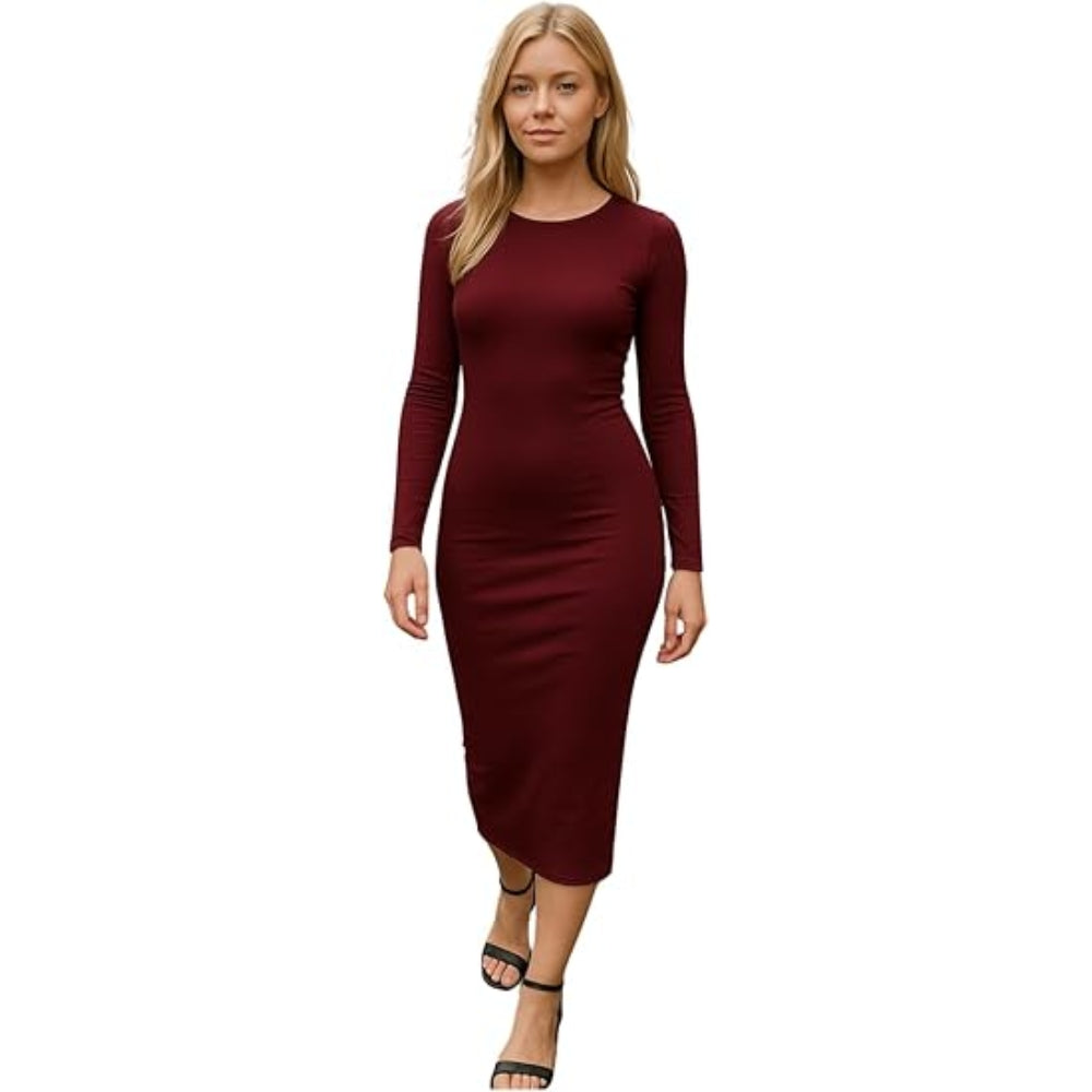 Bodycon Midi Dress Long Sleeve