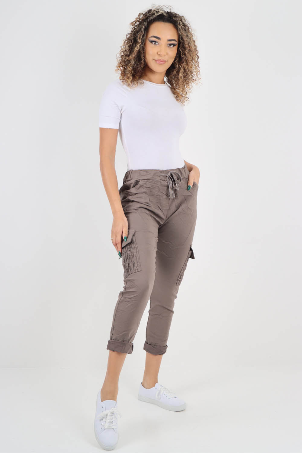 Ruched Pocket Drawstring Magic Pants