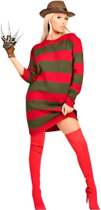 Freddy Krueger Red Green Stripe Knitted Dress