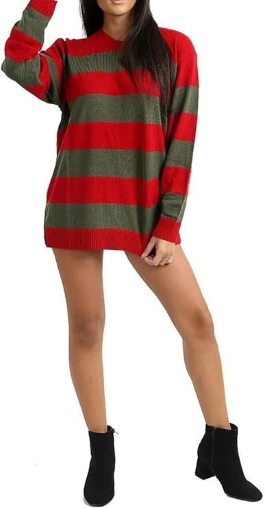 Freddy Krueger Halloween Red Green Stripe Knitted Jumper