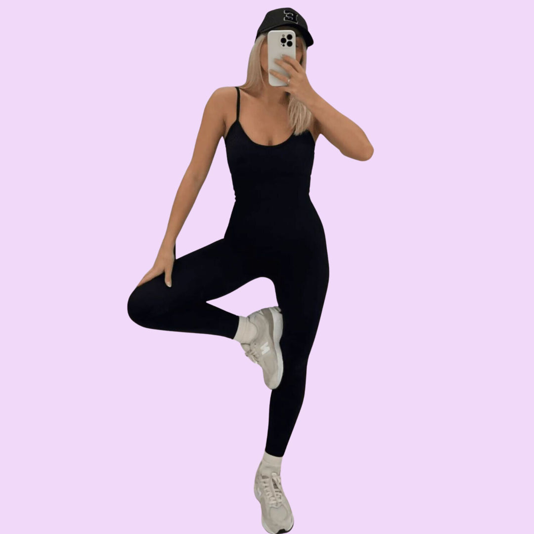 SLEEVELESS RIBBED UNITARD JUMPSUIT