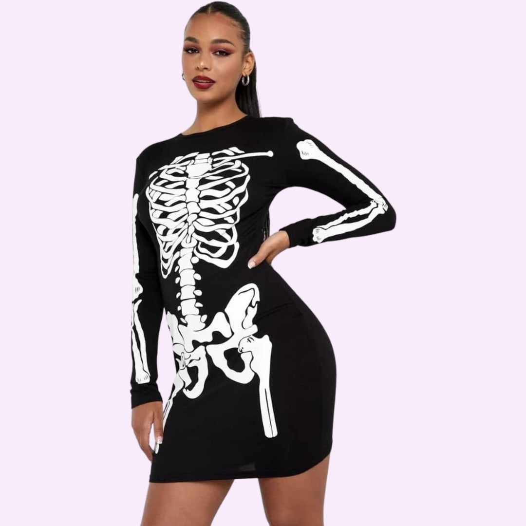 Skeleton Print Bodycon Dress