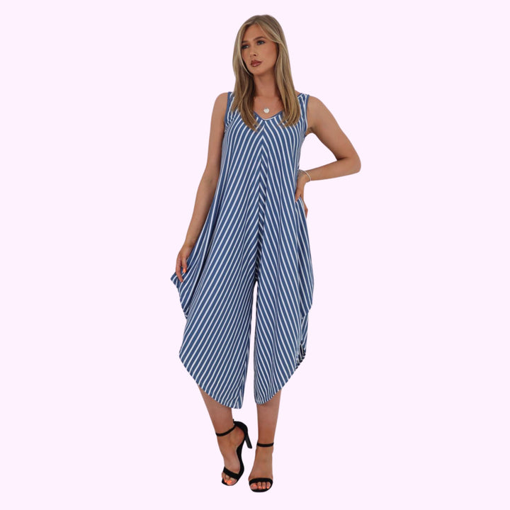 Italian Stripe Pattern Jumpsuit