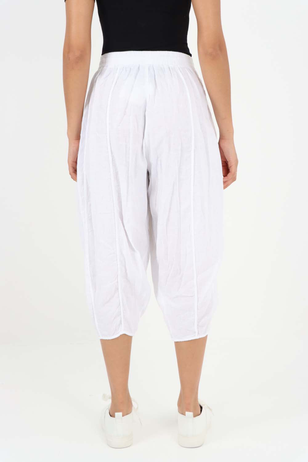 Italian Panelled 3/4 Length Linen Joggers