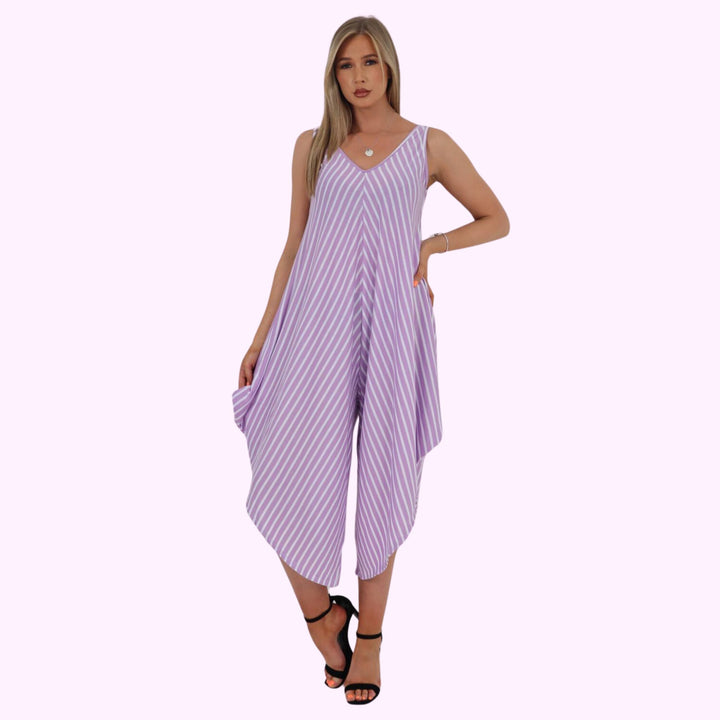 Italian Stripe Pattern Jumpsuit