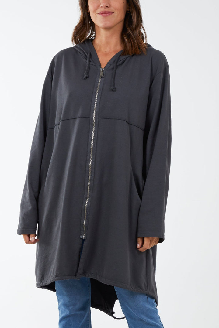 Long Zip Up Jacket With Yin Yang Logo