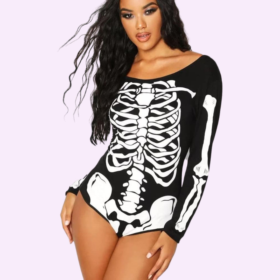 Skeleton Print Bodysuit