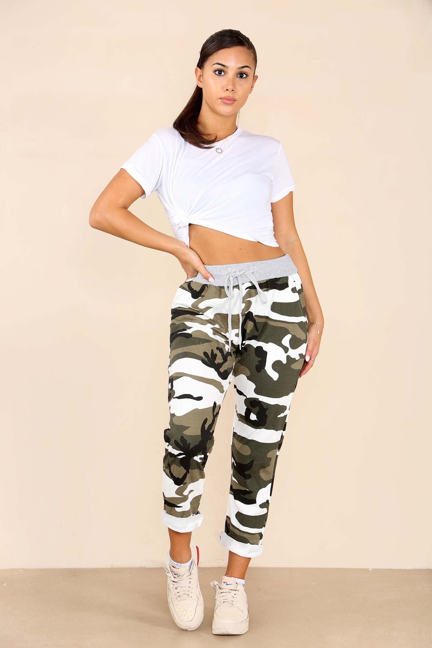 Italian Camouflage Drawstring Cotton Joggers