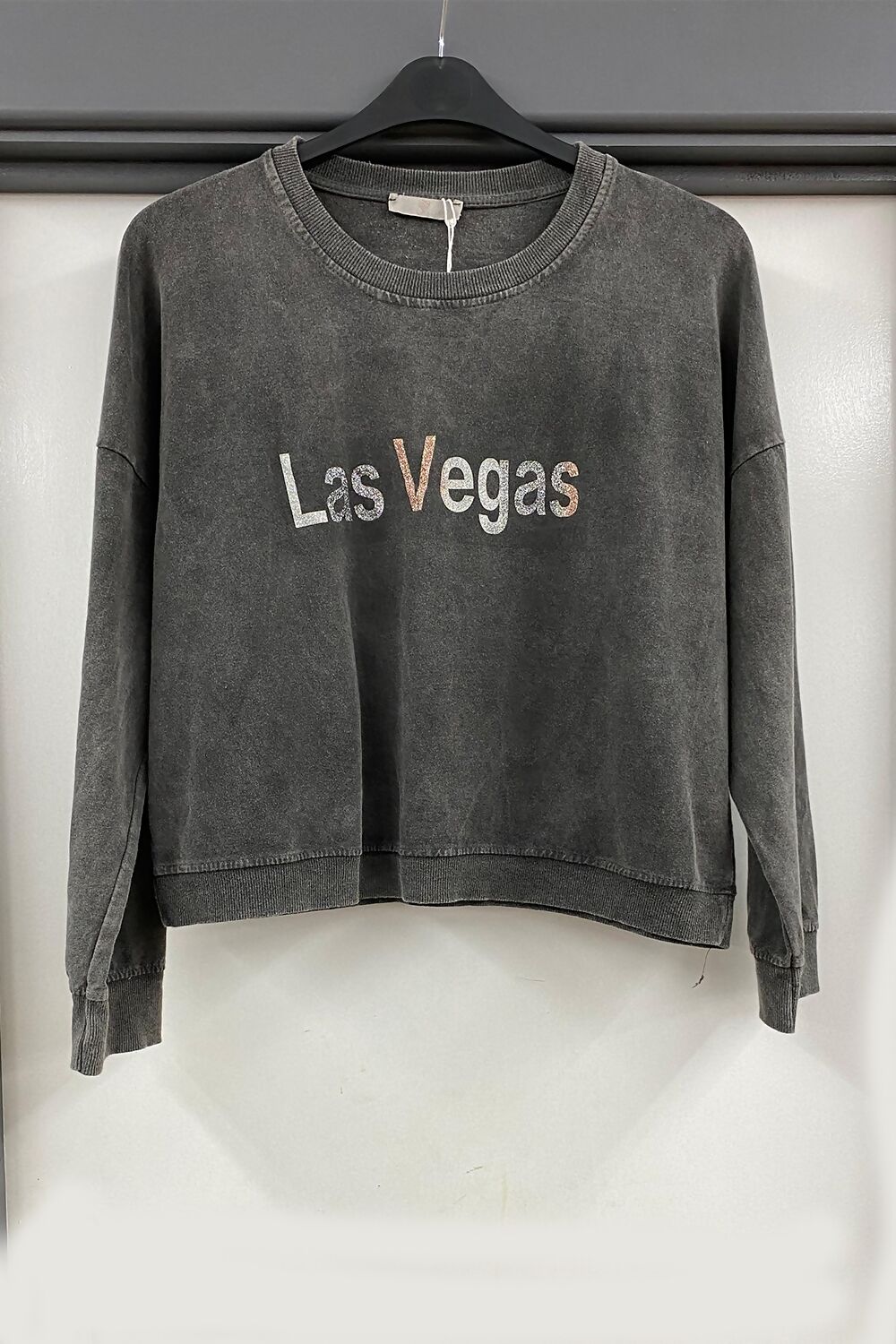 Charcoal Sparkled Las Vegas Washed Sweatshirt