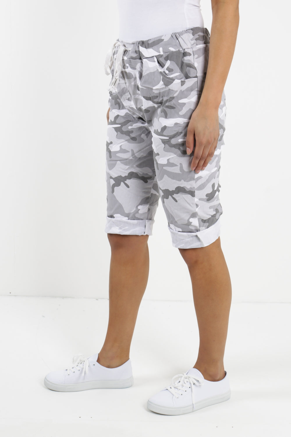 Plus Size Italian Camouflage Magic Chino Shorts