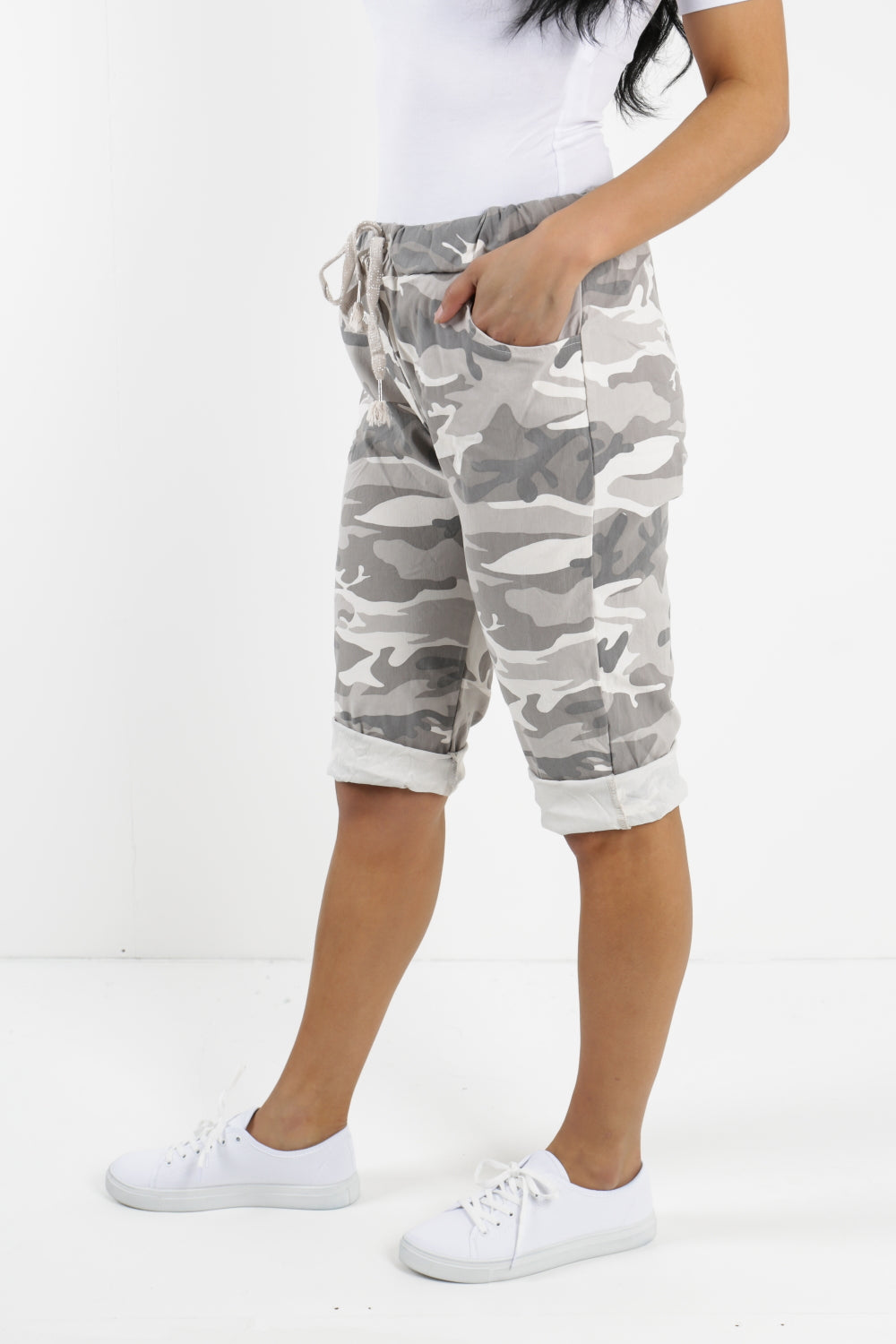 Plus Size Italian Camouflage Magic Chino Shorts