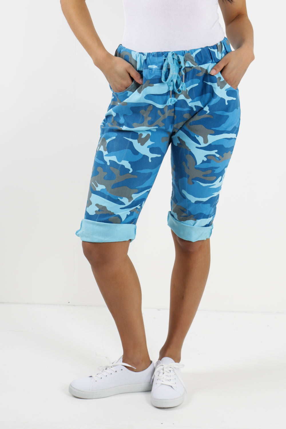 Plus Size Italian Camouflage Magic Chino Shorts