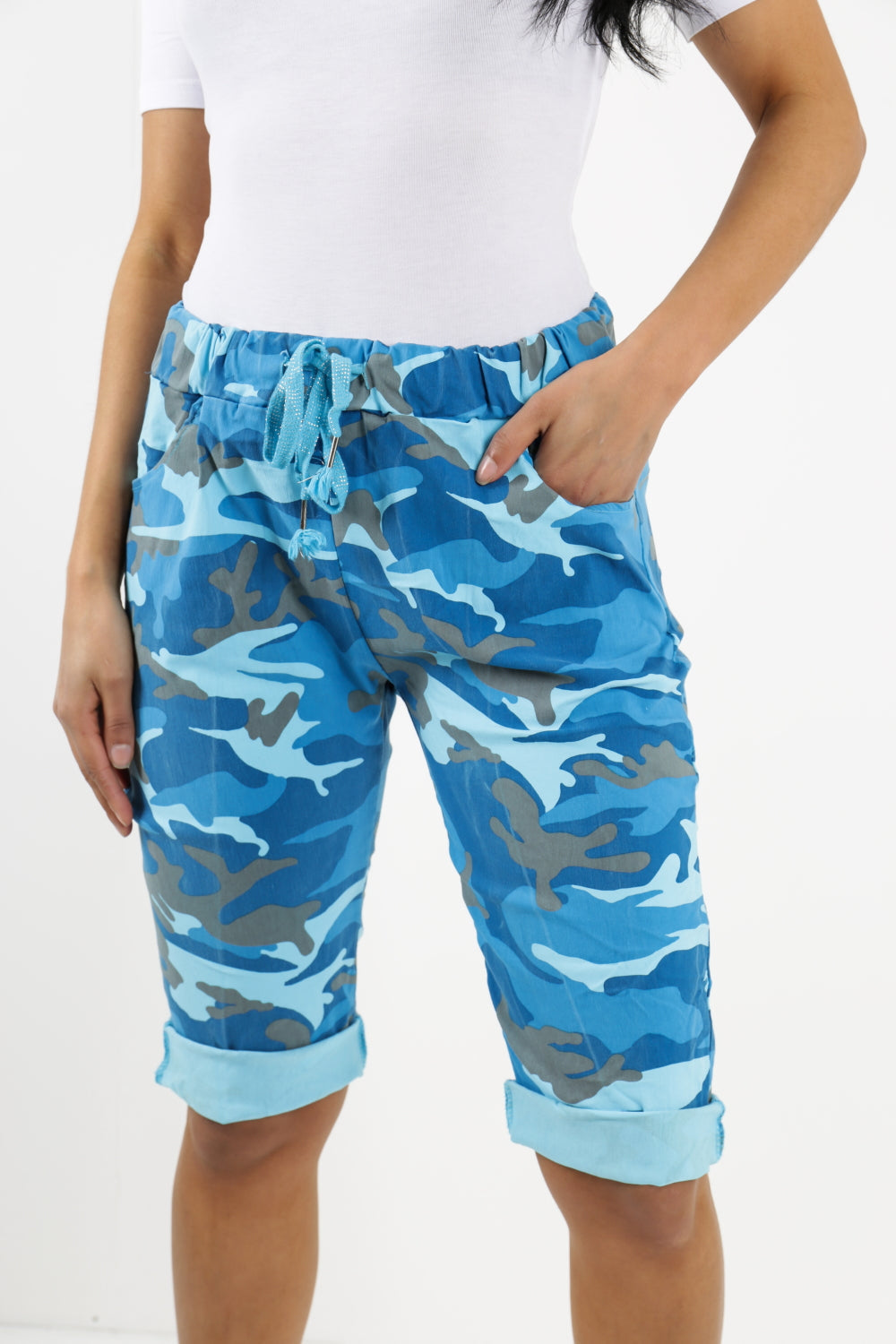 Plus Size Italian Camouflage Magic Chino Shorts