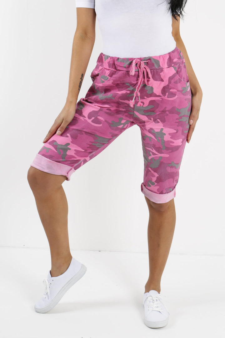 Plus Size Italian Camouflage Magic Chino Shorts