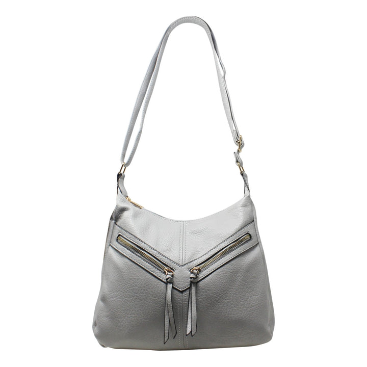 PU Crossbody with Double Front Diagonal Zippers