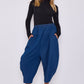 Italian Denim Slouchy Relaxed Trousers With Pockets
