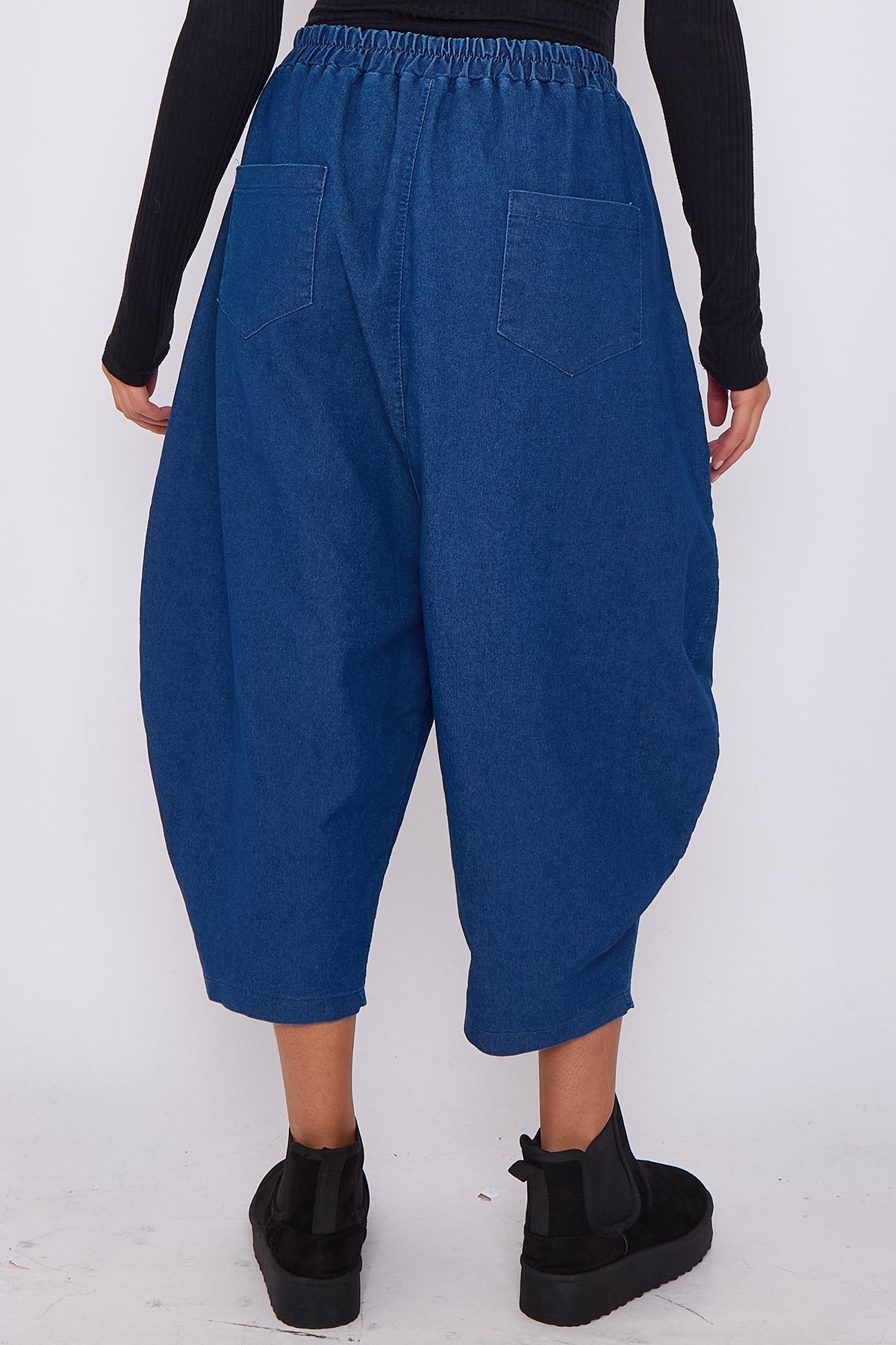 Italian Denim Slouchy Relaxed Trousers With Pockets