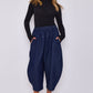 Italian Denim Slouchy Relaxed Trousers With Pockets