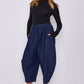 Italian Denim Slouchy Relaxed Trousers With Pockets