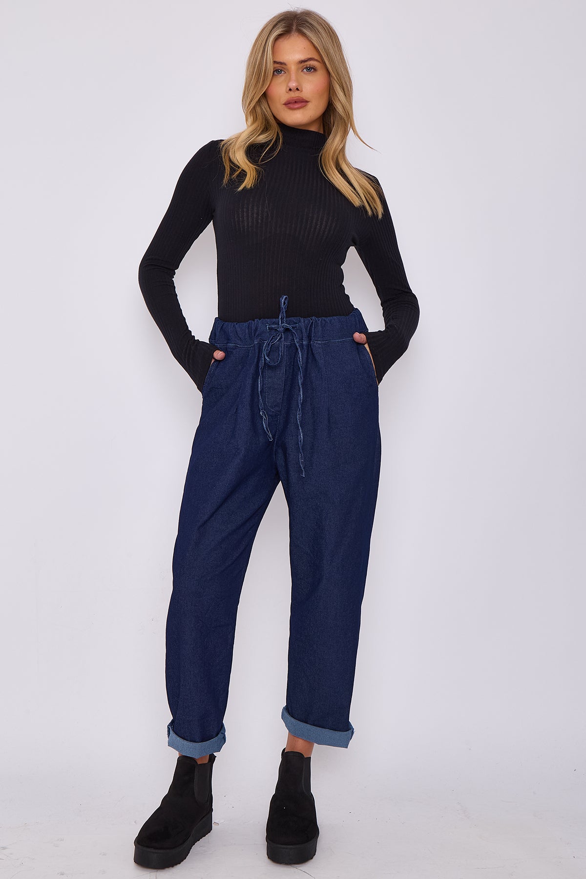 Italian-Style Denim Stretch Magic Trousers