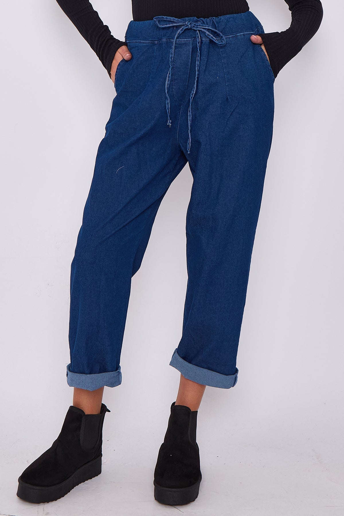 Italian-Style Denim Stretch Magic Trousers