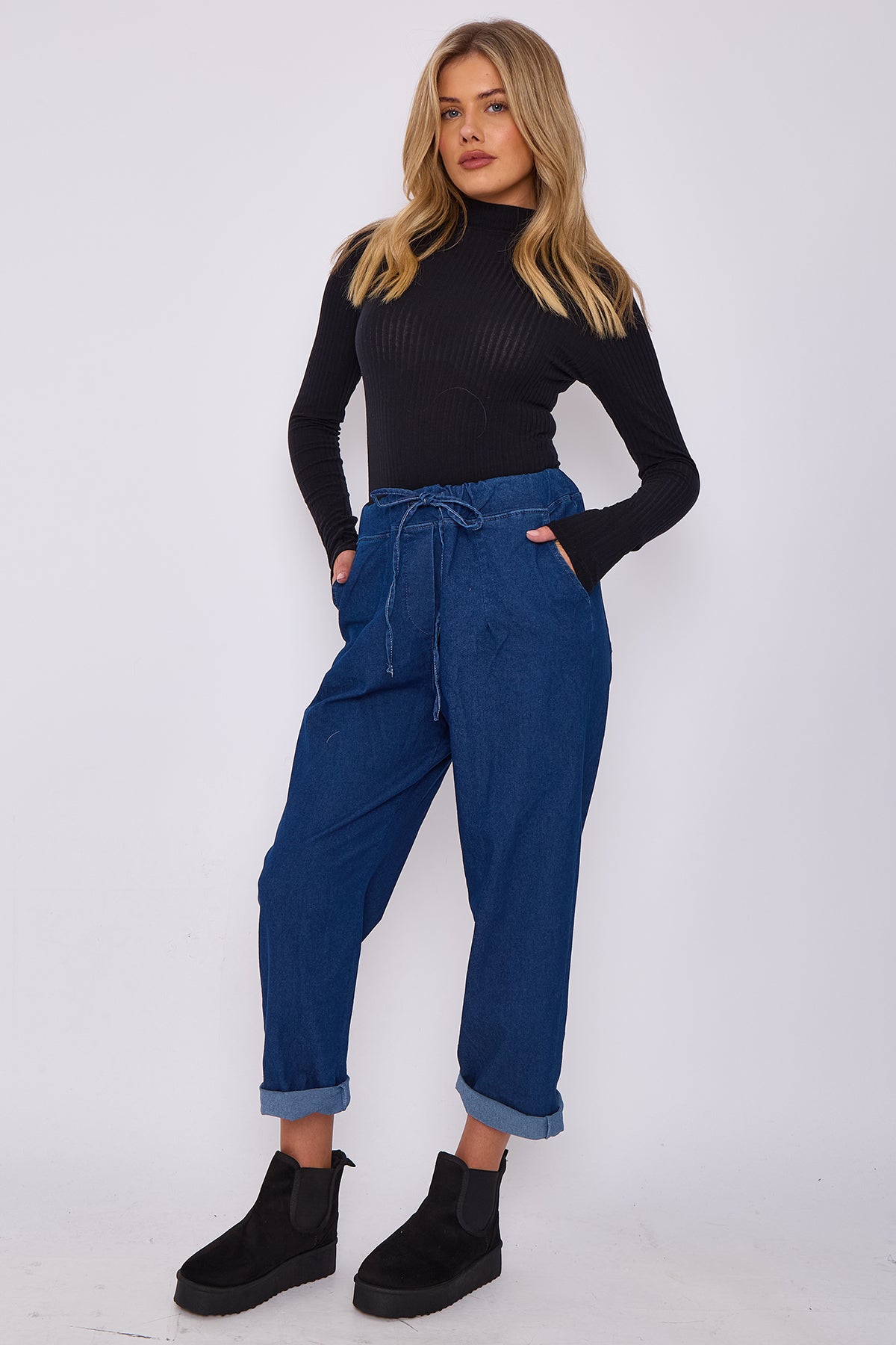 Italian-Style Denim Stretch Magic Trousers