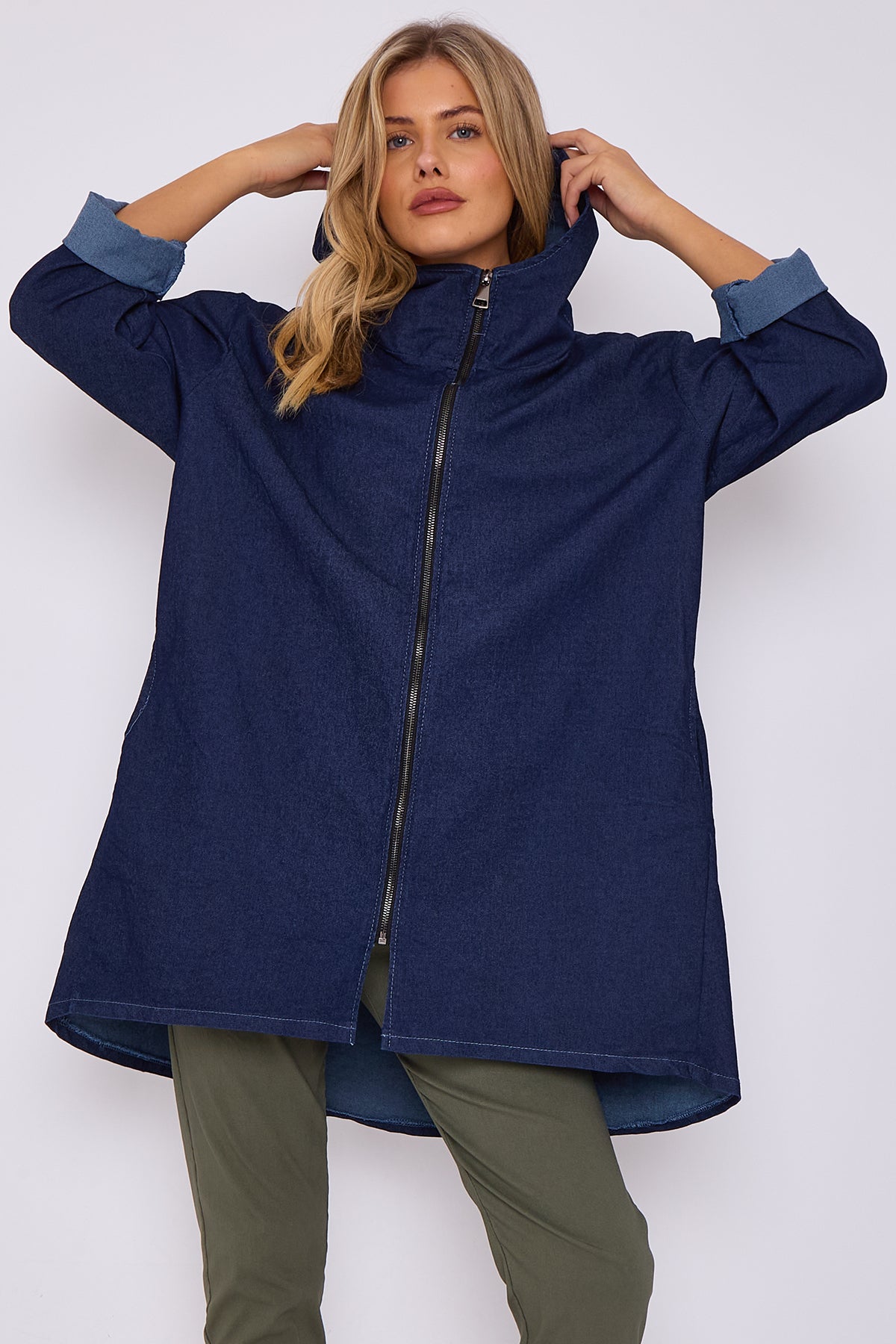 ITALIAN DENIM HOODED JACKET