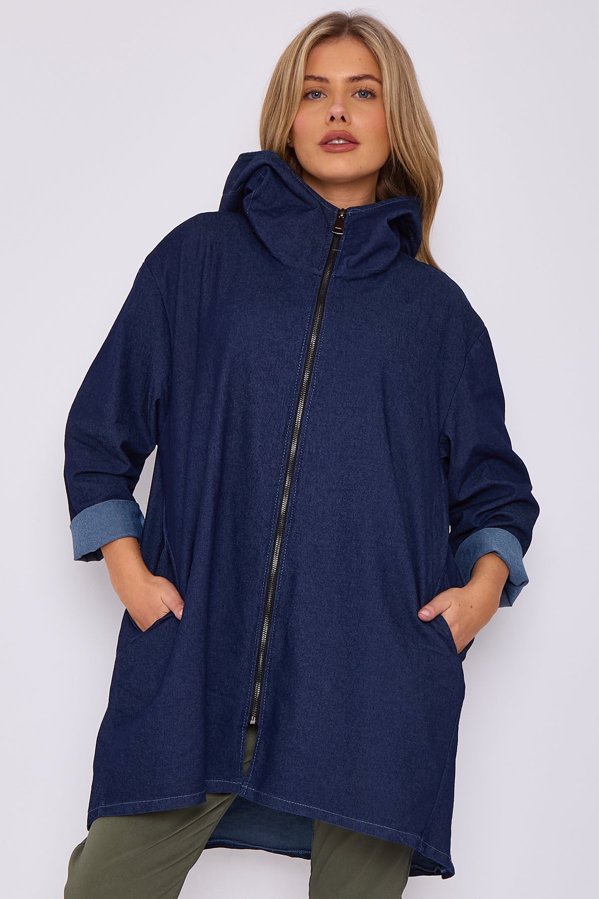 ITALIAN DENIM HOODED JACKET