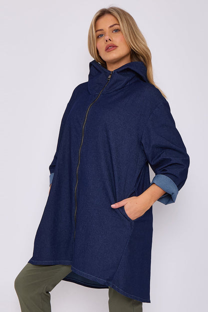 ITALIAN DENIM HOODED JACKET