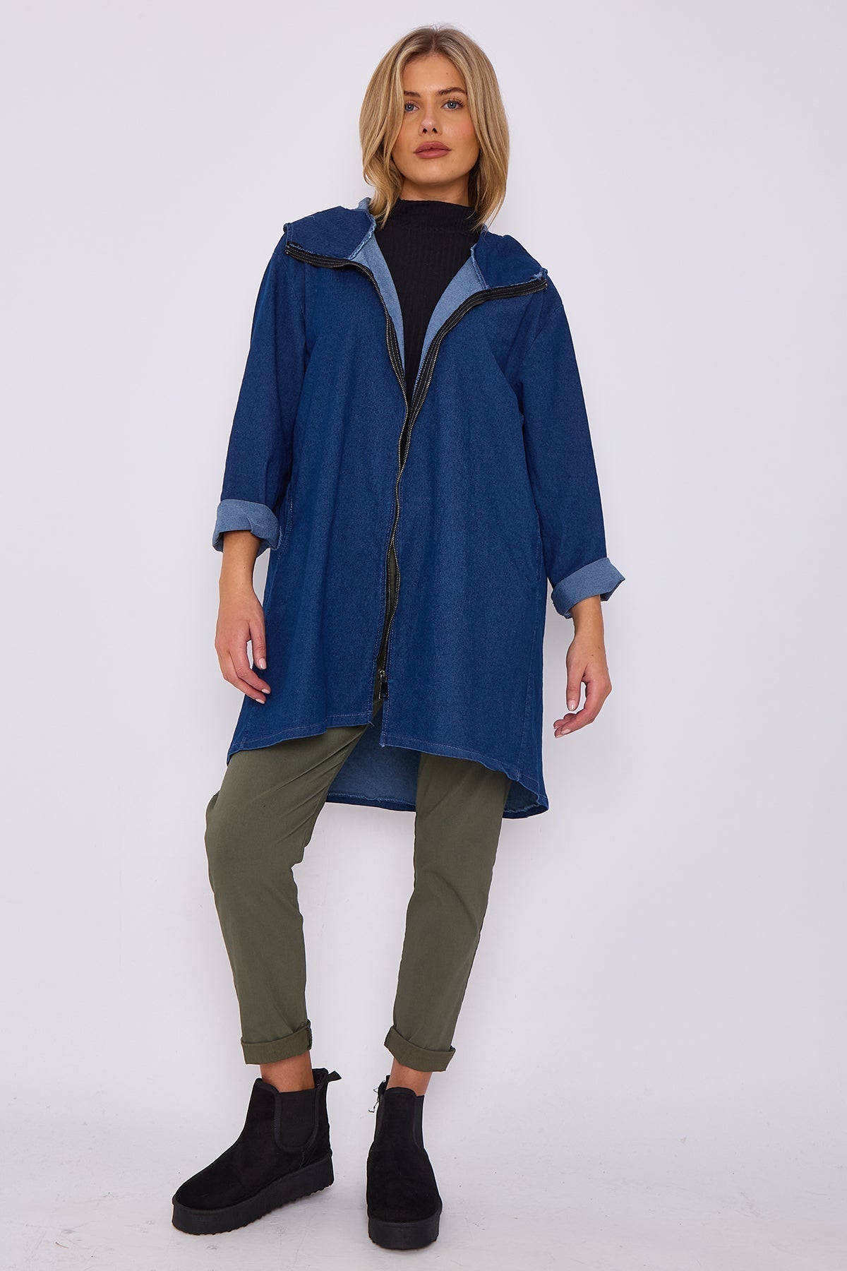 ITALIAN DENIM HOODED JACKET