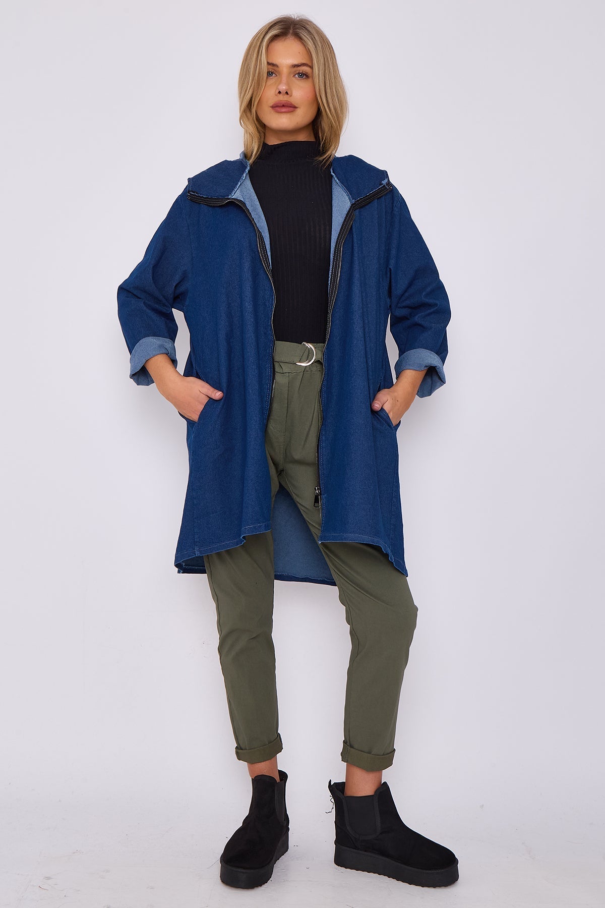 ITALIAN DENIM HOODED JACKET