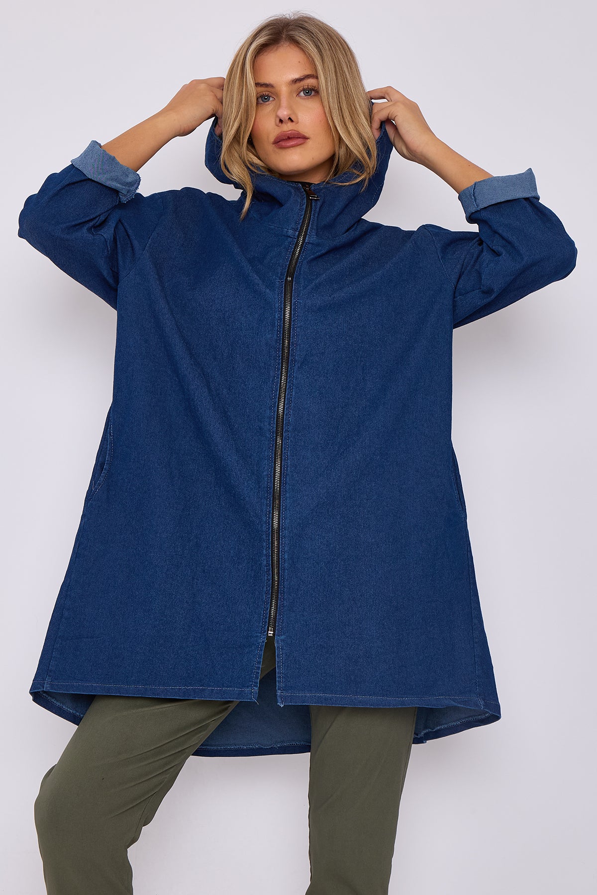 ITALIAN DENIM HOODED JACKET