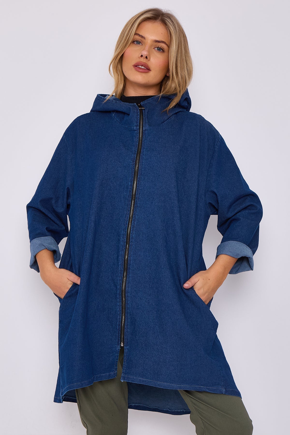 ITALIAN DENIM HOODED JACKET