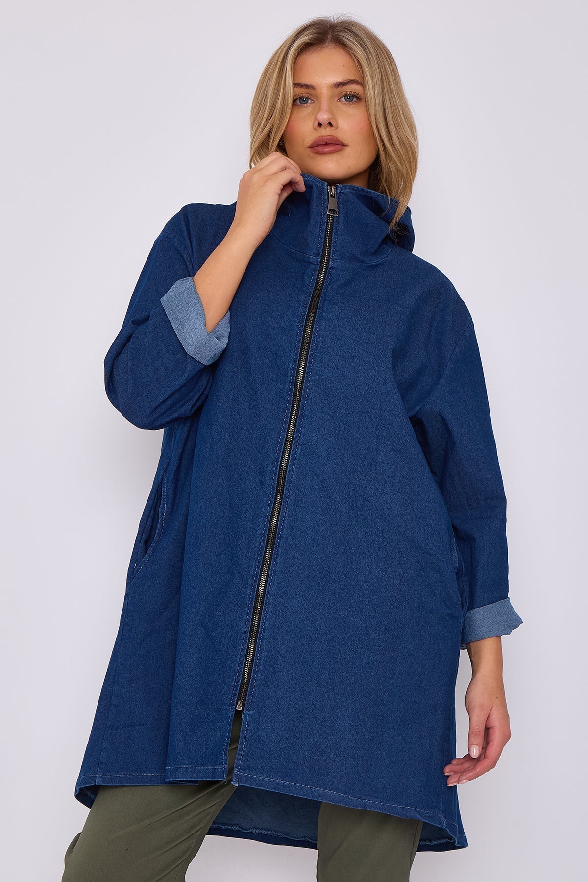 ITALIAN DENIM HOODED JACKET