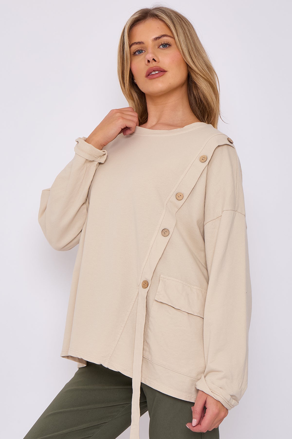 Italian-Made Button-Side Top