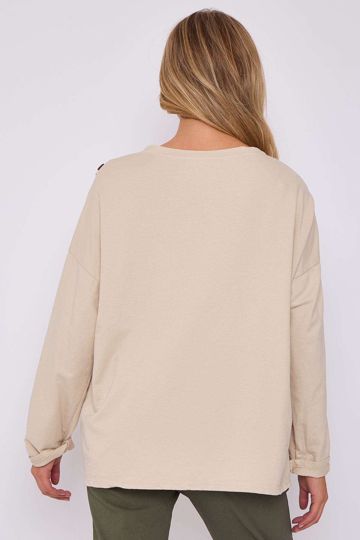 Italian-Made Button-Side Top