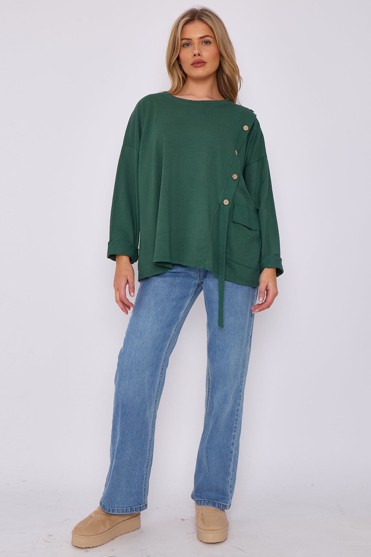 Italian-Made Button-Side Top