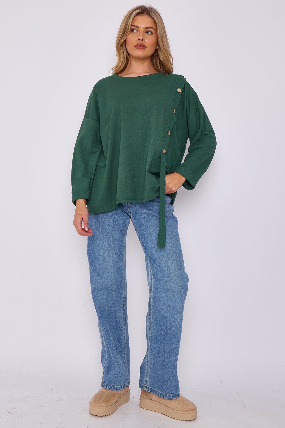 Italian-Made Button-Side Top