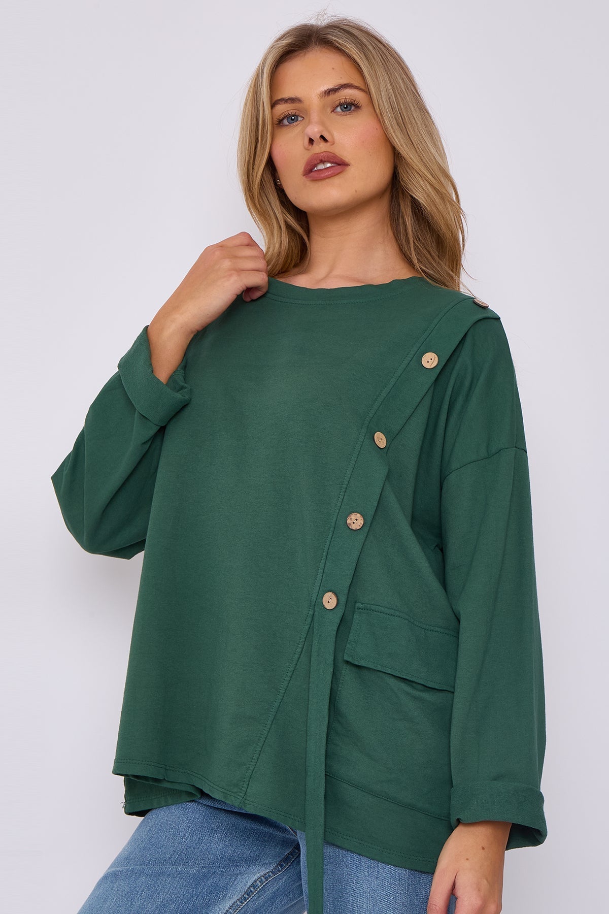 Italian-Made Button-Side Top