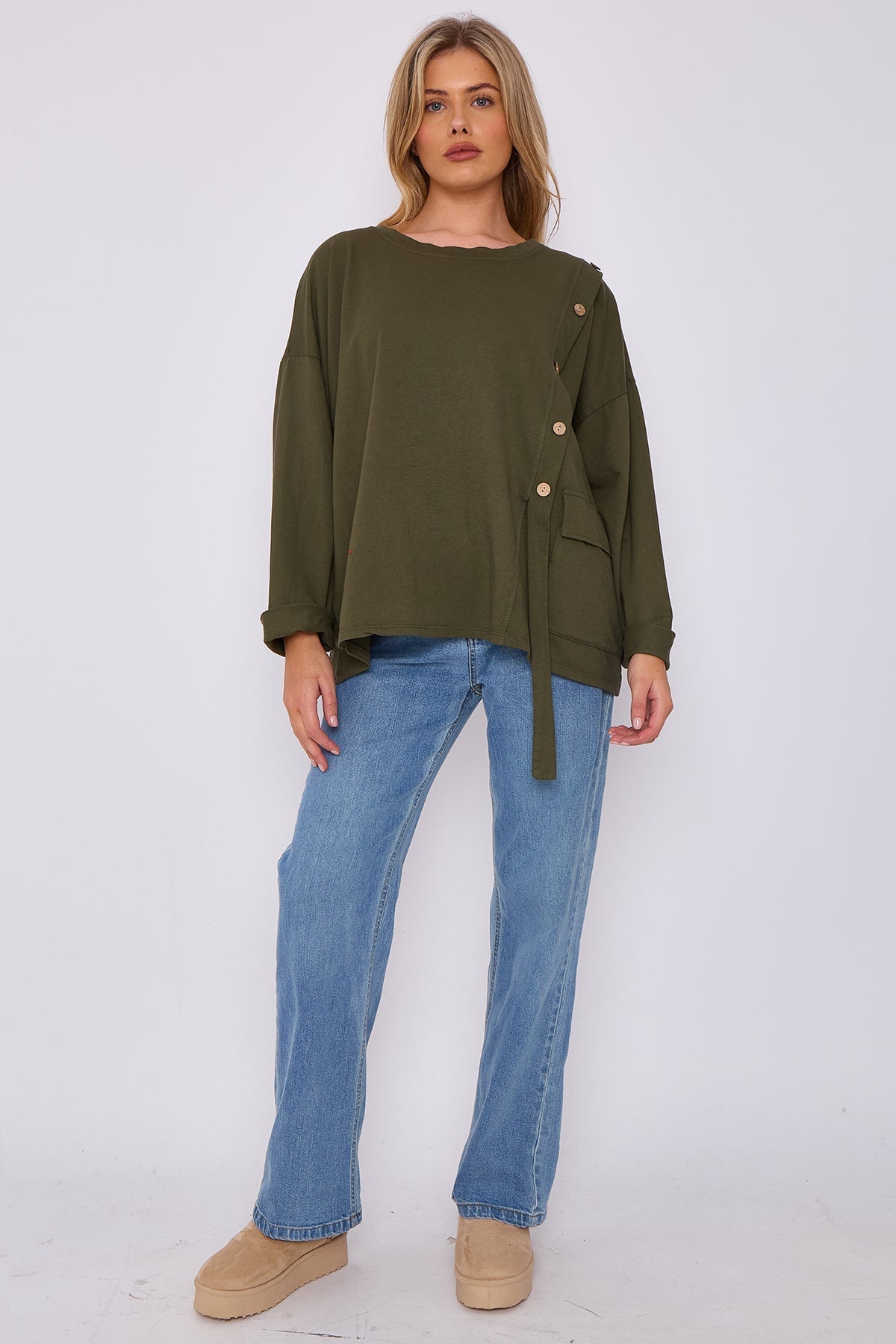 Italian-Made Button-Side Top