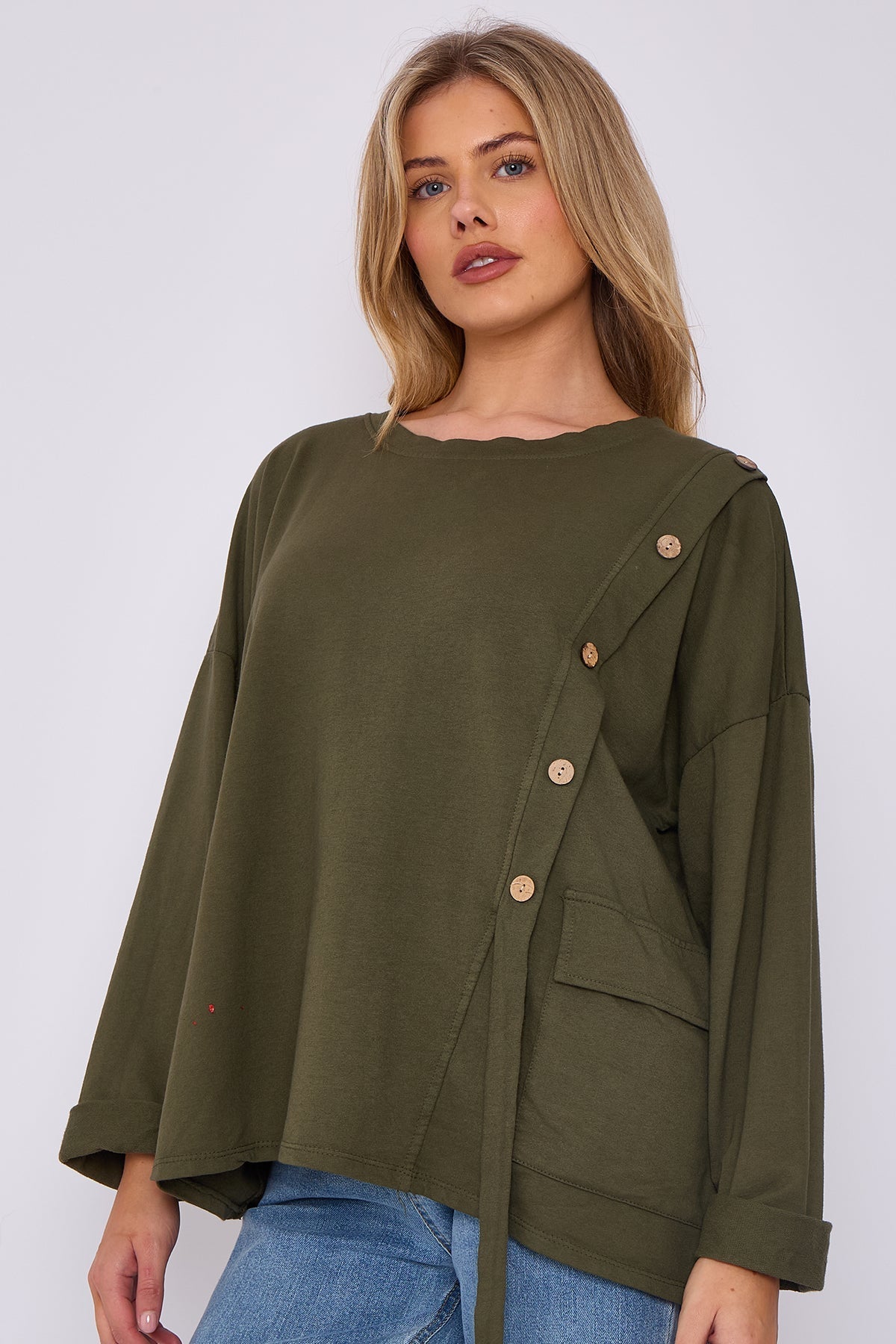 Italian-Made Button-Side Top