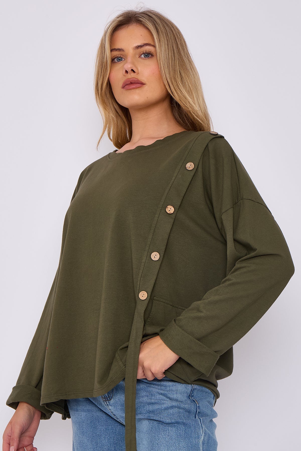 Italian-Made Button-Side Top