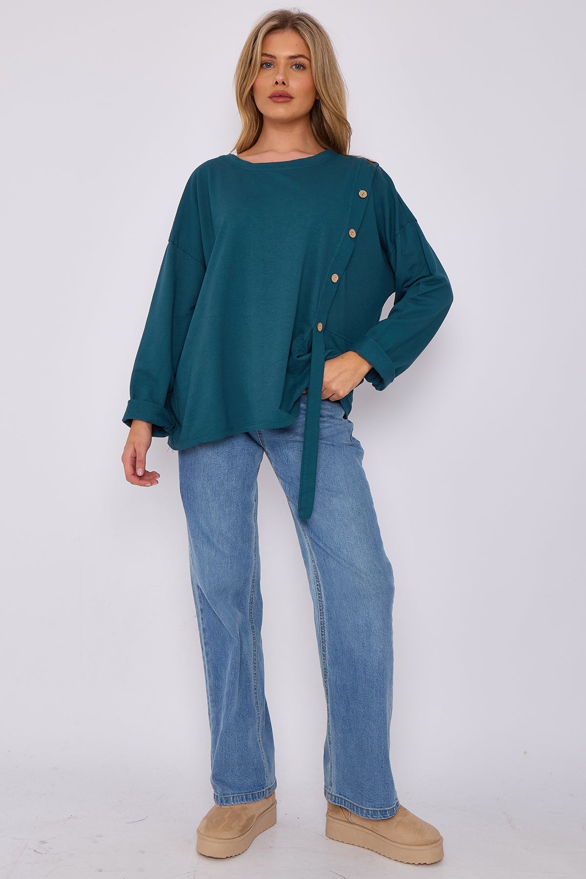 Italian-Made Button-Side Top