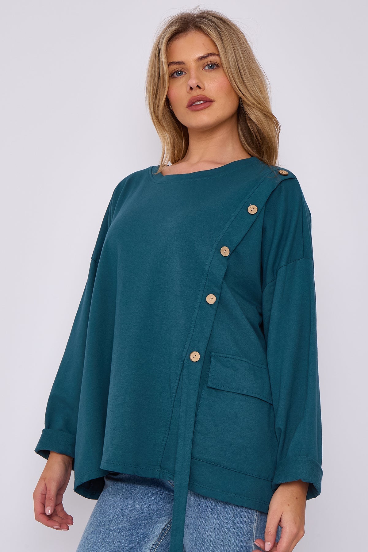 Italian-Made Button-Side Top