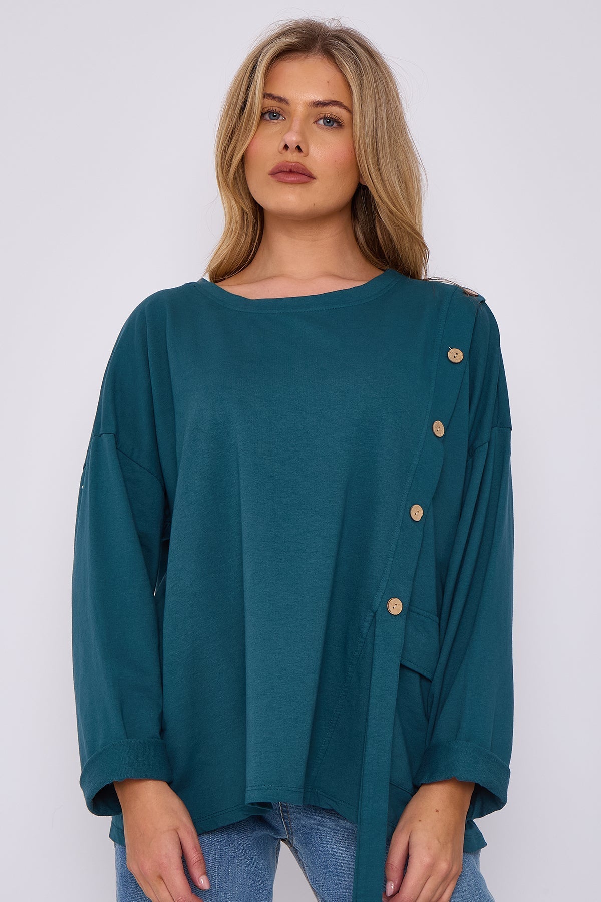 Italian-Made Button-Side Top