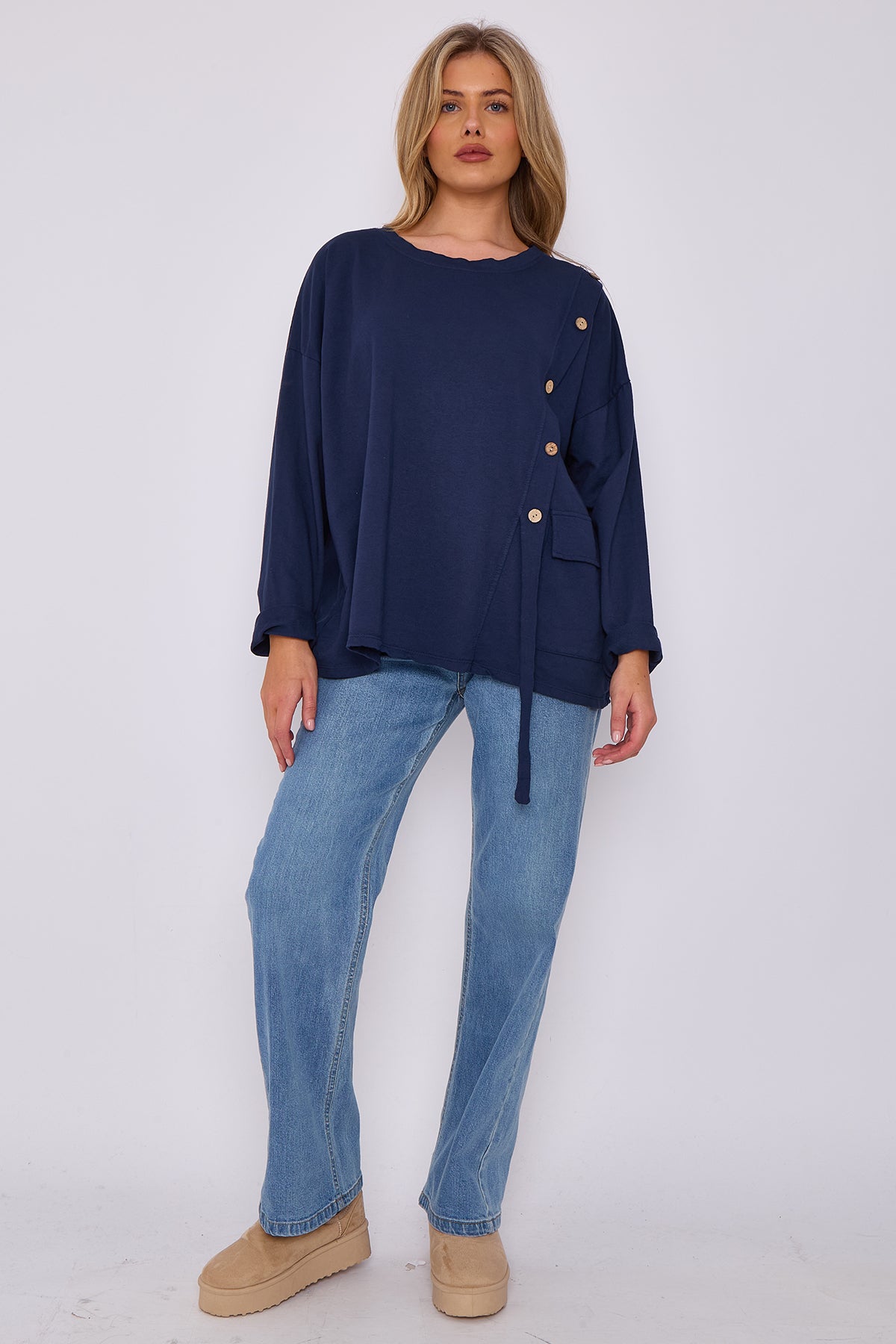 Italian-Made Button-Side Top