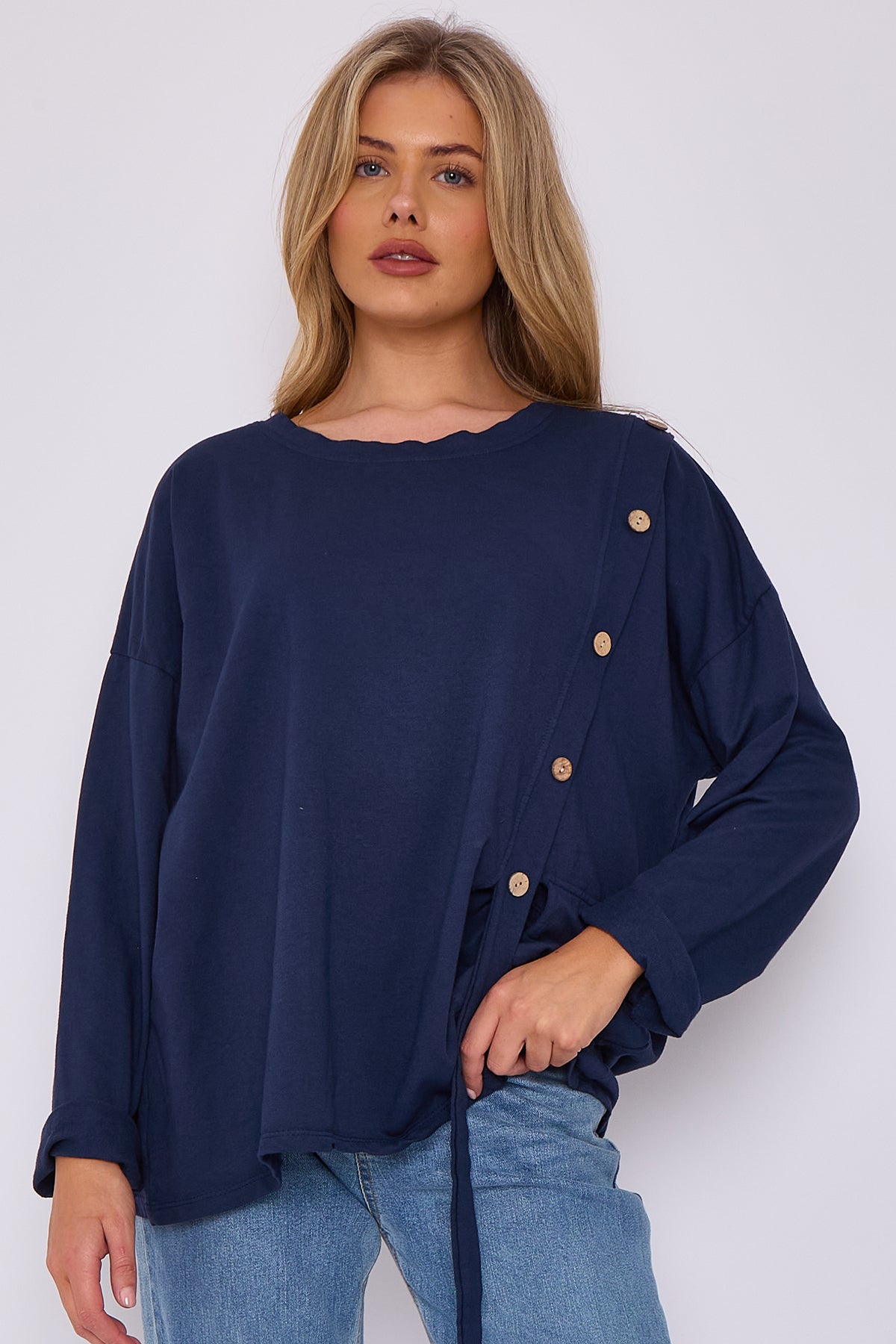 Italian-Made Button-Side Top