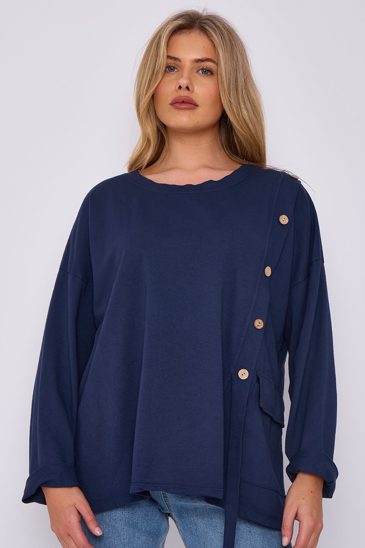 Italian-Made Button-Side Top
