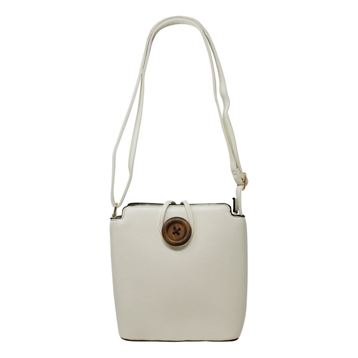 Wooden Button Crossbody Bag