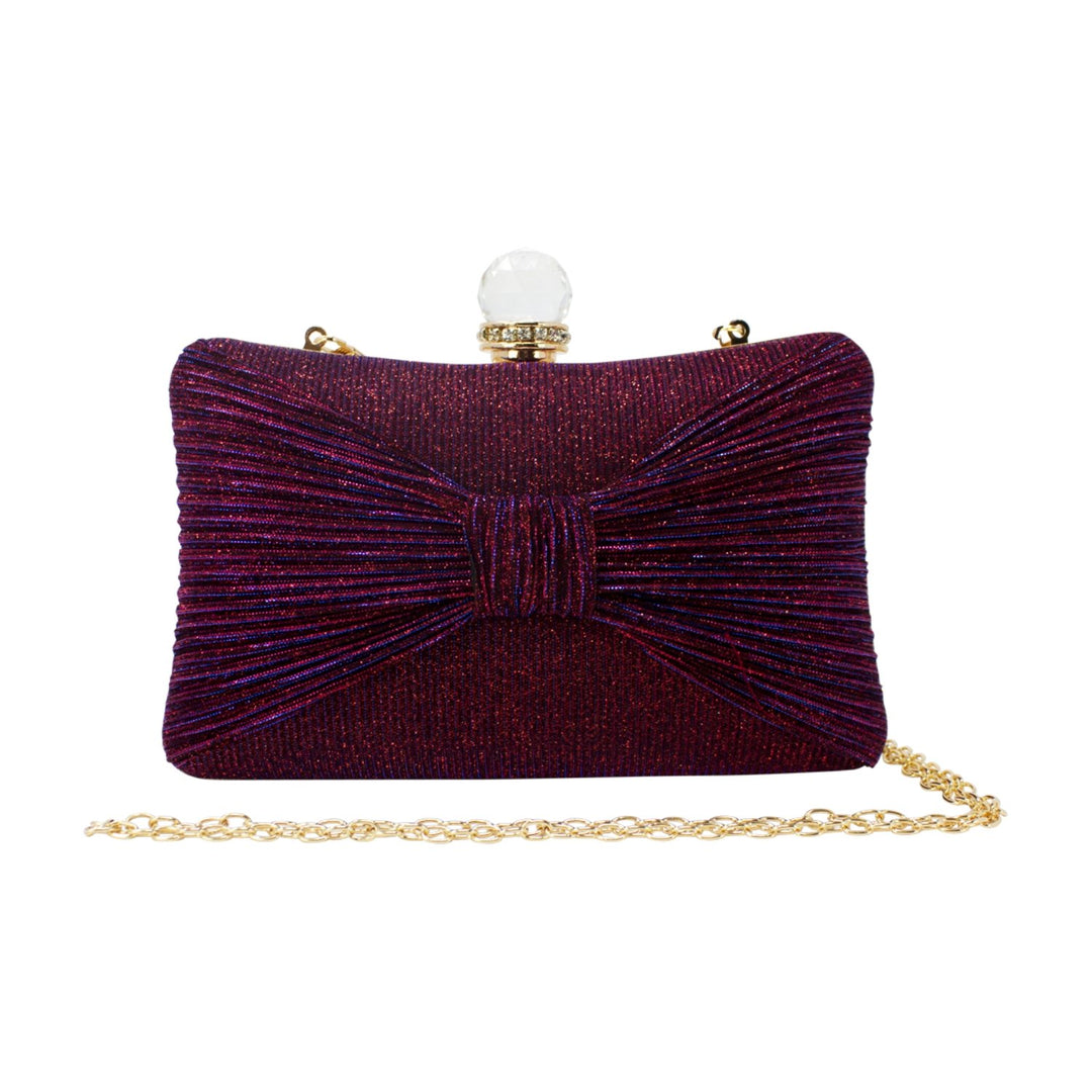 Glittery Bow Clutch with Big Top Diamante